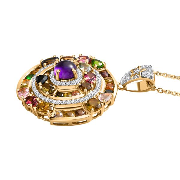 GP Celestial Dream Kollektion- Multi-Turmaline, afrikanischer Amethyst, Zirkon und blauer Saphir-Anh&auml;nger mit 45cm Kette -5,99 ct. image number 4