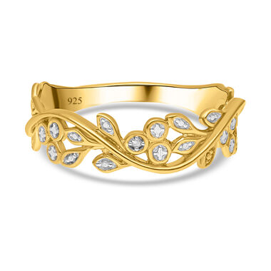 ALLORO Ring mit Diamantakzenten, Gelbgold Vermeil 925 Silber
