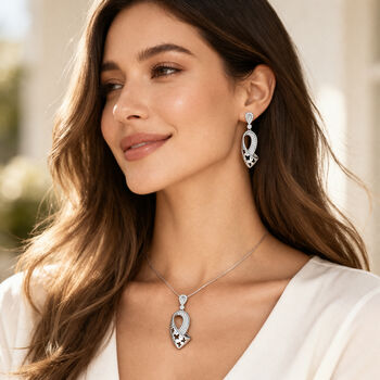 LUSTRO STELLA - Wei&szlig;er Zirkonia Ohrringe und Anh&auml;nger, 925 Silber rhodiniert