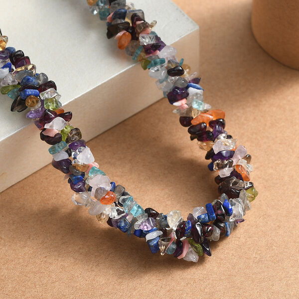 Multi-Edelstein Halskette, 50 cm - 370 ct. image number 1