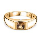 AA Natürlicher goldener Tansanit, Moissanit Ring 925 Silber 750 Gelbgold Vermeil (Größe 17.00) ca. 0,66 ct