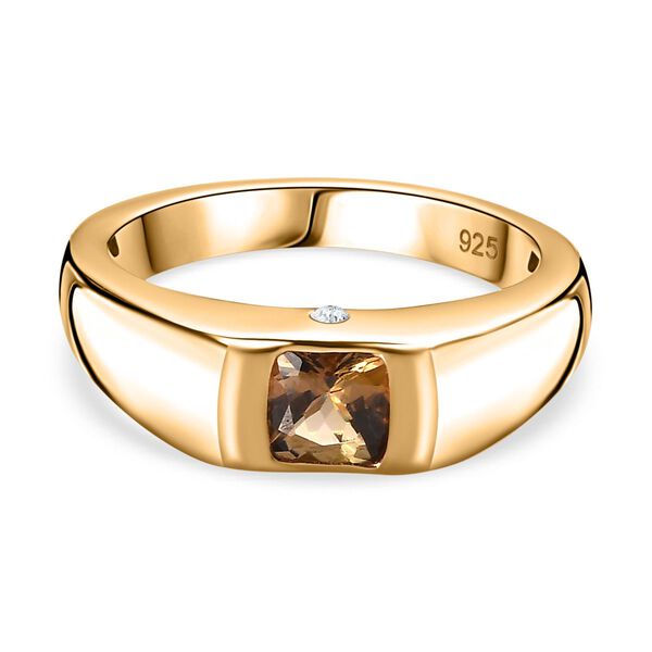 AA Nat&uuml;rlicher goldener Tansanit und Moissanit-Ring - 0,66 ct.