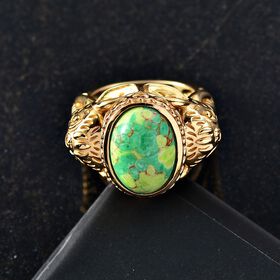 Grünes Türkis Ring Nickelfreies Messing (Größe 18.00) ca. 4,43 ct
