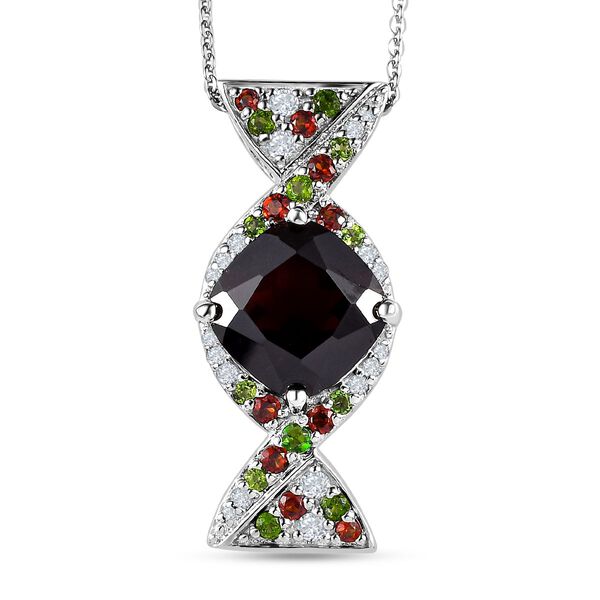 GP Italian Garden Kollektion - Mosambik Granat und Multi-Edelstein-Anh&auml;nger mit Kette - 5,63 ct.