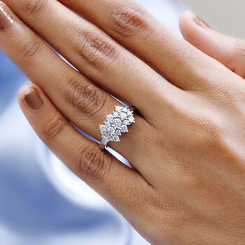 Moissanit Ring, 925 Silber rhodiniert - 1 ct.