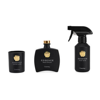 3er-Kerzenset mit Duftst&auml;bchen und Raumspray, Schwarz, 5% Parf&uuml;manteil, Raumspray 100ml, Duftkerze im Glas mit 100g Paraffinwachs, Duftnote: English Pear und Freesia