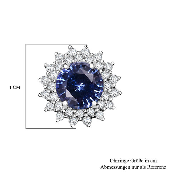 Zertifiziert und geprüft AAA blaue ceylonfarbene Saphir und Diamant Ohrringe in 585 Weißgold - 2.06 ct image number 6