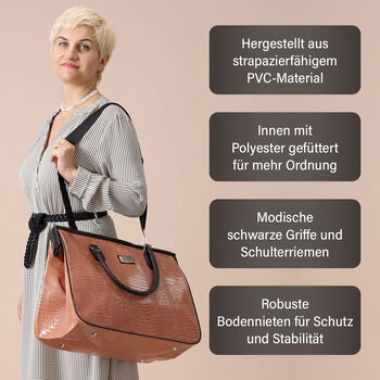 PASSAGE Weekender Reisetasche mit Korkodilpr&auml;gung, Rosa