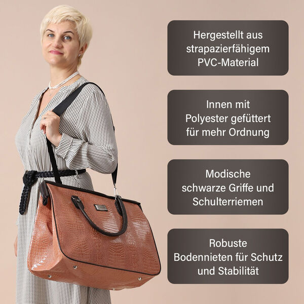 PASSAGE Weekender Reisetasche mit Korkodilprägung, Rosa image number 2