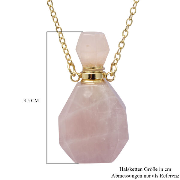 Rosenquarz Parf&uuml;mflaschen-Anh&auml;nger mit Kette, 50 cm, Messing, ca. 75,50 ct image number 4