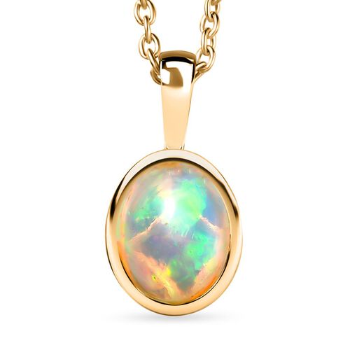 AA Natürlicher, äthiopischer Welo Opal Schmuckset 925 Silber vergoldet ca. 1,25 ct. image number 0