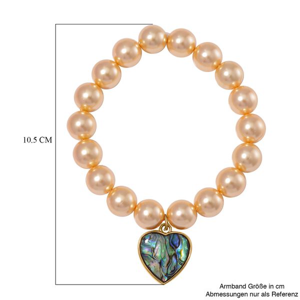 Goldenes Muschelkernperlen und Abalone Muschel Armband, 17-19 cm - 198 ct. image number 5