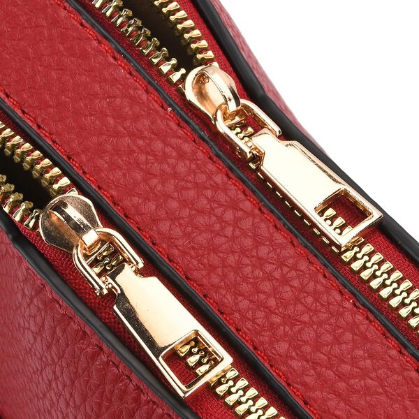 Crossbody-Tasche mit mehreren Rei&szlig;verschlussf&auml;chern und abnehmbarem Gurt, 25x9x18cm, Rot image number 6