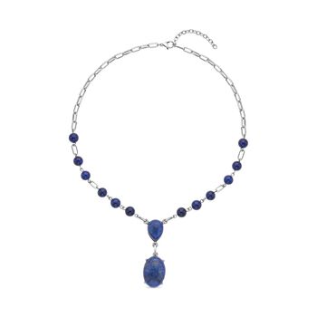 Lapislazuli Collier, ca. 45 cm, silberfarben ca. 70.00 ct