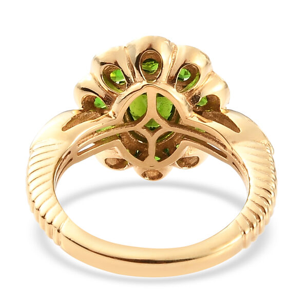 Nat&uuml;rlicher Chromdiopsid und Zirkon Ring 925 Silber vergoldet  ca. 2,17 ct image number 6