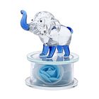 The 5th Season - Dekorative Kristallglas-Elefantfigur auf Kristallrose, 12x8x10cm, blau