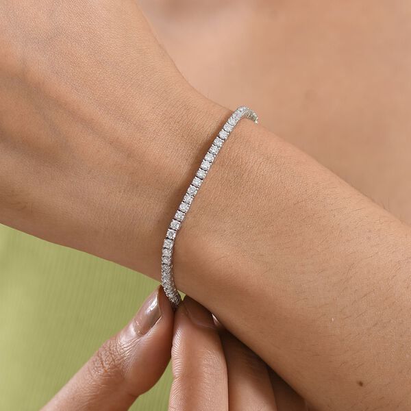 LUXURIANT SGL zertifiziertes SI-GH Labor Diamant 20cm Armband, 925 Silber rhodiniert - 4 ct. image number 2