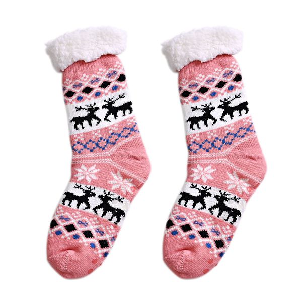 2er-Set rutschfeste Wintersocken mit Sherpa-Futter, (Größe 36-41), (Größe 36-41), rosa-schwarz image number 1