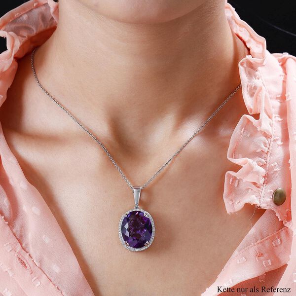 Lusaka Amethyst und wei&szlig;er Zirkon-Anh&auml;nger - 26,50 ct. image number 2
