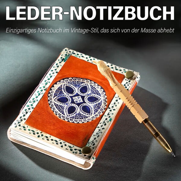 Leder Notizbuch mit Holzstift, braun image number 2