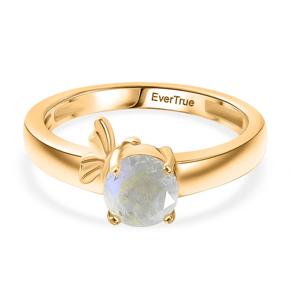 EVER TRUE Regenbogen Mondstein Ring Nickelfreies Messing (Gr&ouml;&szlig;e 16.00) ca. 0,83 ct