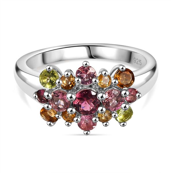 AA Mehrfarbiger-Turmalin Ring, 925 Silber rhodiniert (Gr&ouml;&szlig;e 18.00) ca. 1.10 ct