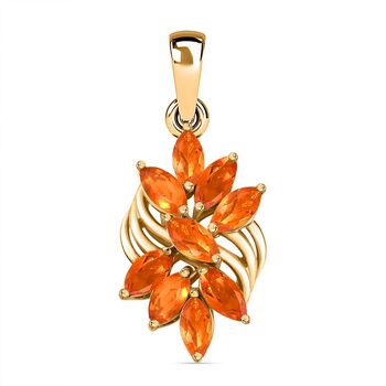 AA Salamanca Feueropal Anh&auml;nger 925 Silber Gelbgold Vermeil ca. 0.87 ct