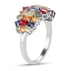 Mehrfarbig Saphir Cluster Ring 925 Silber Platin-Überzug image number 4