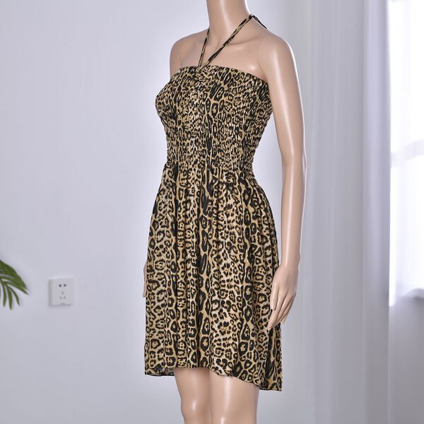 Sommer Halsträger Top mit gesmoktem Taille, Braun image number 3