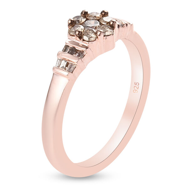 Nat&uuml;rlicher Champagner Diamant Ring 925 Silber Ros&eacute;gold Vermeil image number 4