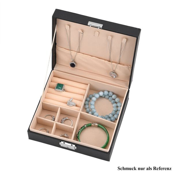 Schmuck Aufbewahrungsbox mit Haken und Fächern, 19x17x6.8 cm, Schwarz image number 6