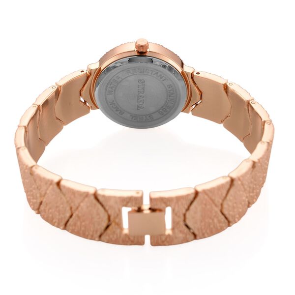 STRADA - Japanisches Uhrwerk, Wei&szlig; Zifferblatt mit Ros&eacute;goldplattiertem Alloy Armband, 20 cm image number 6