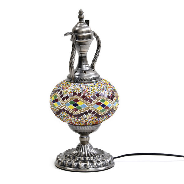 Handgefertigte, orientalische Mosaikglas Tischlampe in Weinkrugform, Gr&ouml;&szlig;e 18x18x34 cm, Wellen image number 3