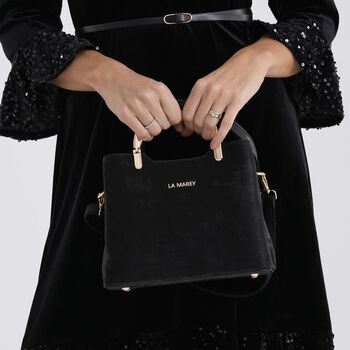 LA MAREY Crossbody Tasche mit Rei&szlig;verschlussf&auml;chern und verstellbarem Schulterriemen, 25x20x11cm, Schwarz
