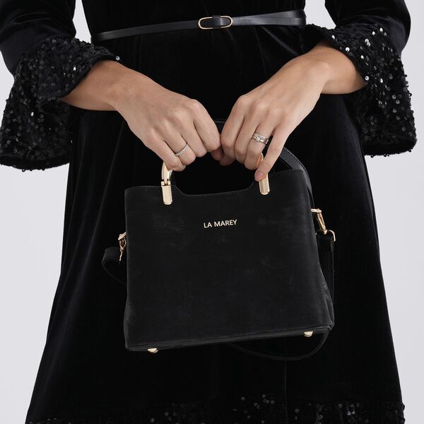 LA MAREY Crossbody Tasche mit Rei&szlig;verschlussf&auml;chern und verstellbarem Schulterriemen, 25x20x11cm, Schwarz image number 4