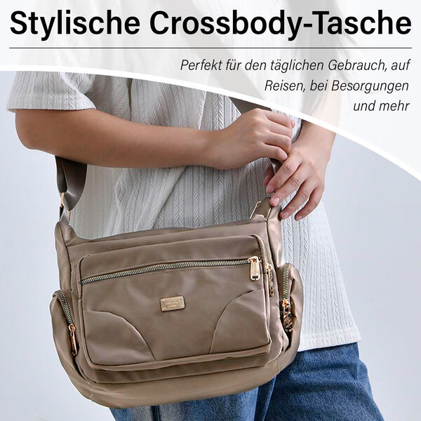 Stylische Umhängetasche mit verstellbarem Gurt und RFID-Schutz, Beige image number 2