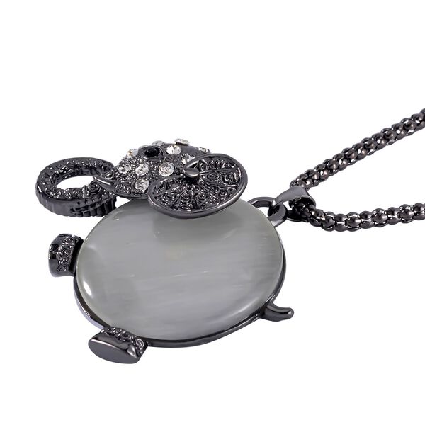 Schwarz-Weiß Kristall und Weißes Katzenauge Halskette, ca. 70cm, ca. 20.00 ct image number 3