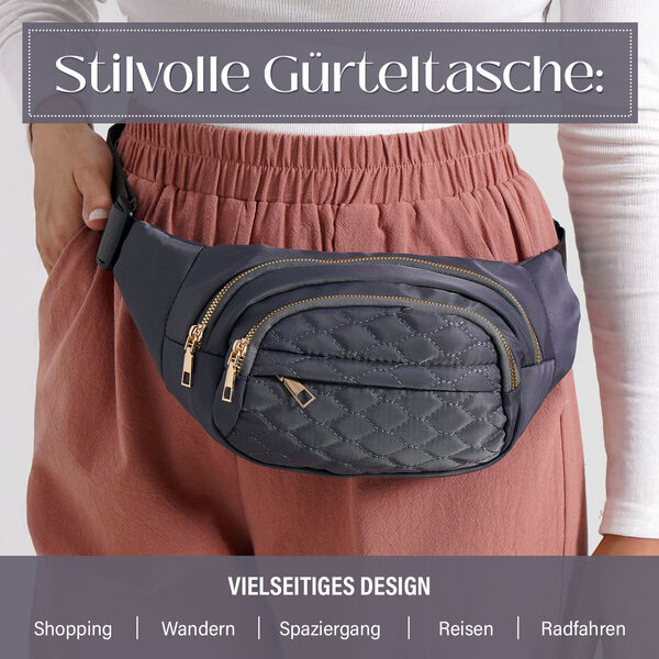 Nylon-Gürteltasche mit RFID-Schutz, 36x4x13cm, Grau image number 2