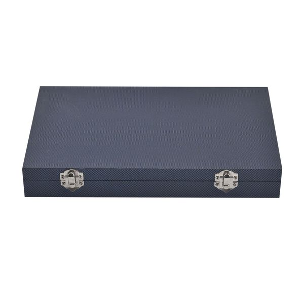 Moderne Ringschatulle aus Kunstleder mit zwei Verschl&uuml;ssen, 29x18.5x4cm, Blau image number 2