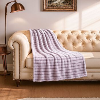 Gestreifte Kunstfell-Decke, 150x200 cm, 300 gms, einlagig, Lila
