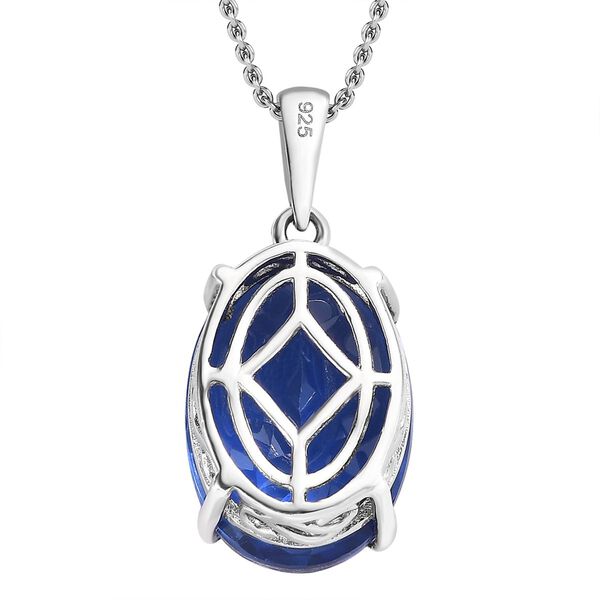 Ceylon Blau Triplette Quarz Anh&auml;nger mit Kette, 925 Silber rhodiniert ca. 12.00 ct image number 5