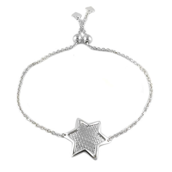 Flexibles sternf&ouml;rmiges 23cm Charm-Armband in rhodiniertem 925 Silber image number 0