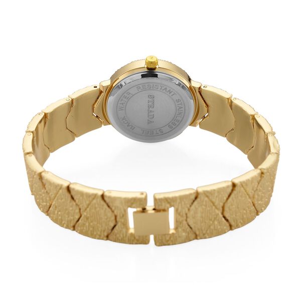 STRADA - Japanisches Uhrwerk, Marineblaues Zifferblatt mit goldplattiertem Alloy Armband, 20 cm image number 6