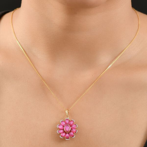 Maulbeer Mondstein und Zirkon Anhänger mit 45cm Kette - 5,62 ct. image number 2