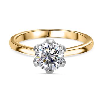 Moissanit Ring 925 Silber, bicolor, (Gr&ouml;&szlig;e 20.00) ca. 0.93 ct