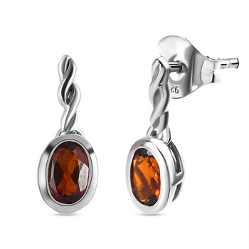 Kirsch Citrin Ohrringe, 925 Silber platiniert ca. 0.71 ct