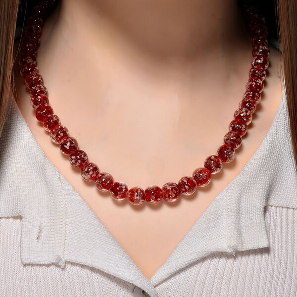 Rote Halskette im Murano-Stil, 50+5cm image number 2