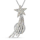 Wei&szlig;e Kristall Sternschnuppen-Brosche, Anh&auml;nger mit Kette, 60 cm, silberfarben ca. 4,00 ct