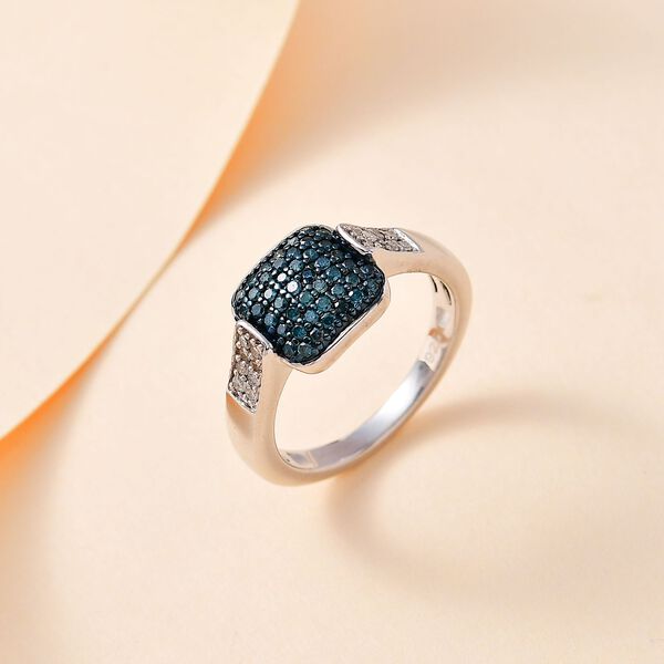Weißer und blauer Diamant-Ring - 0,48 ct. image number 2
