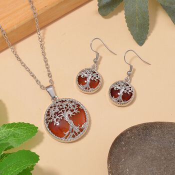 Roter Achat Schmuckset  Legierung ca. 49.00 ct